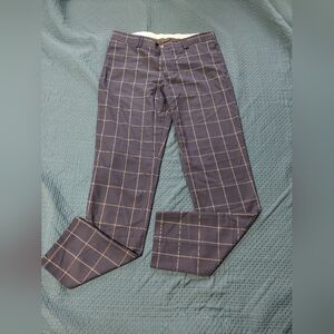 Zara Men's Plaid Pants in Marine and White